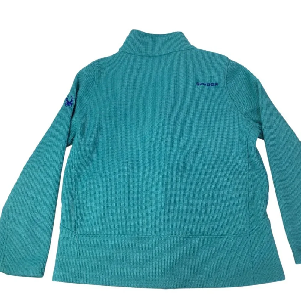 Spyder Endure Stryke Full Zip Sweater Knit Jacket Girls Size XL 18 Logo Teal